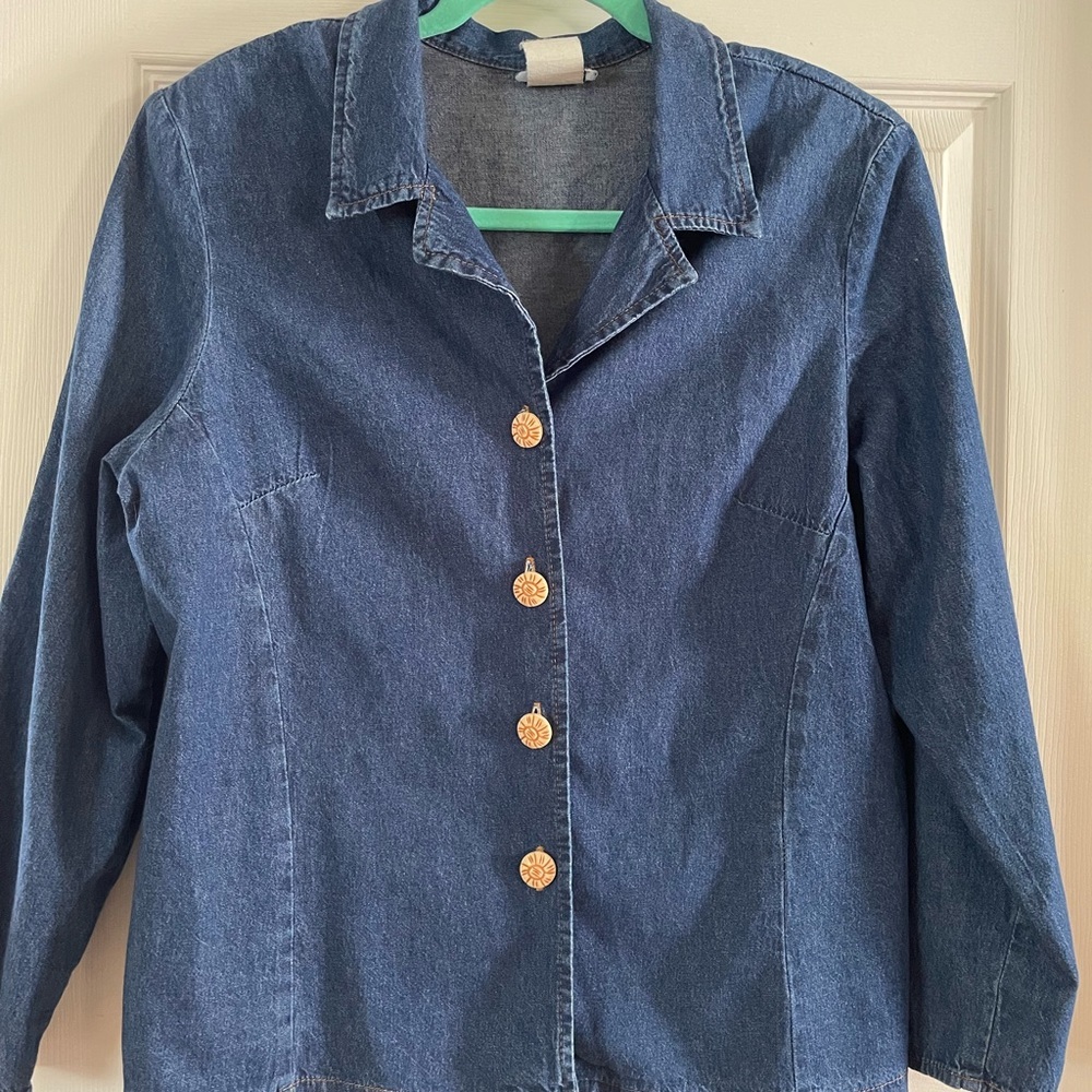 Vintage USA Made Dark Blue Denim Button-Up 100% Cotton
